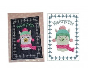 ITH Stickdatei - Postkarte Winter Lama